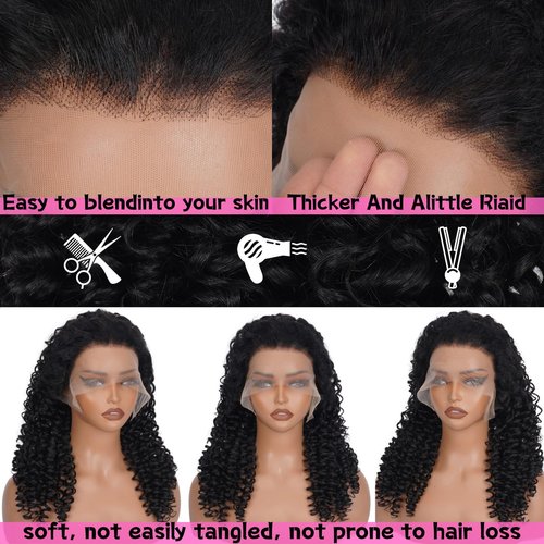 Umikisy 22 Inch Deep Wave Lace Front Wigs Human Hair 13x6 HD Lace Front Wigs Pre Plucked 200% Density Glueless Wigs with Baby Hair Deep Curly Wig for Women