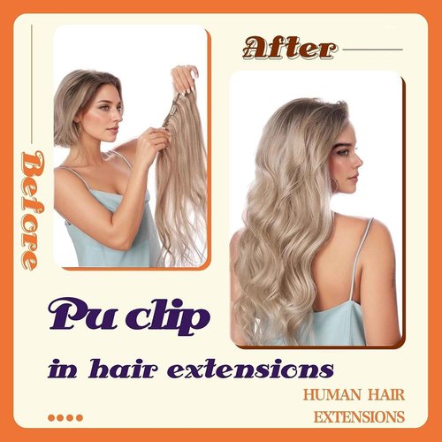 Full Shine Human Hair Clip in Extensions Balayage Seamless Hair Extensions Clip ins Golden Blonde Mix Light Blonde Real Hair Extensions for Women 18 Inch 8 PCS 120 G