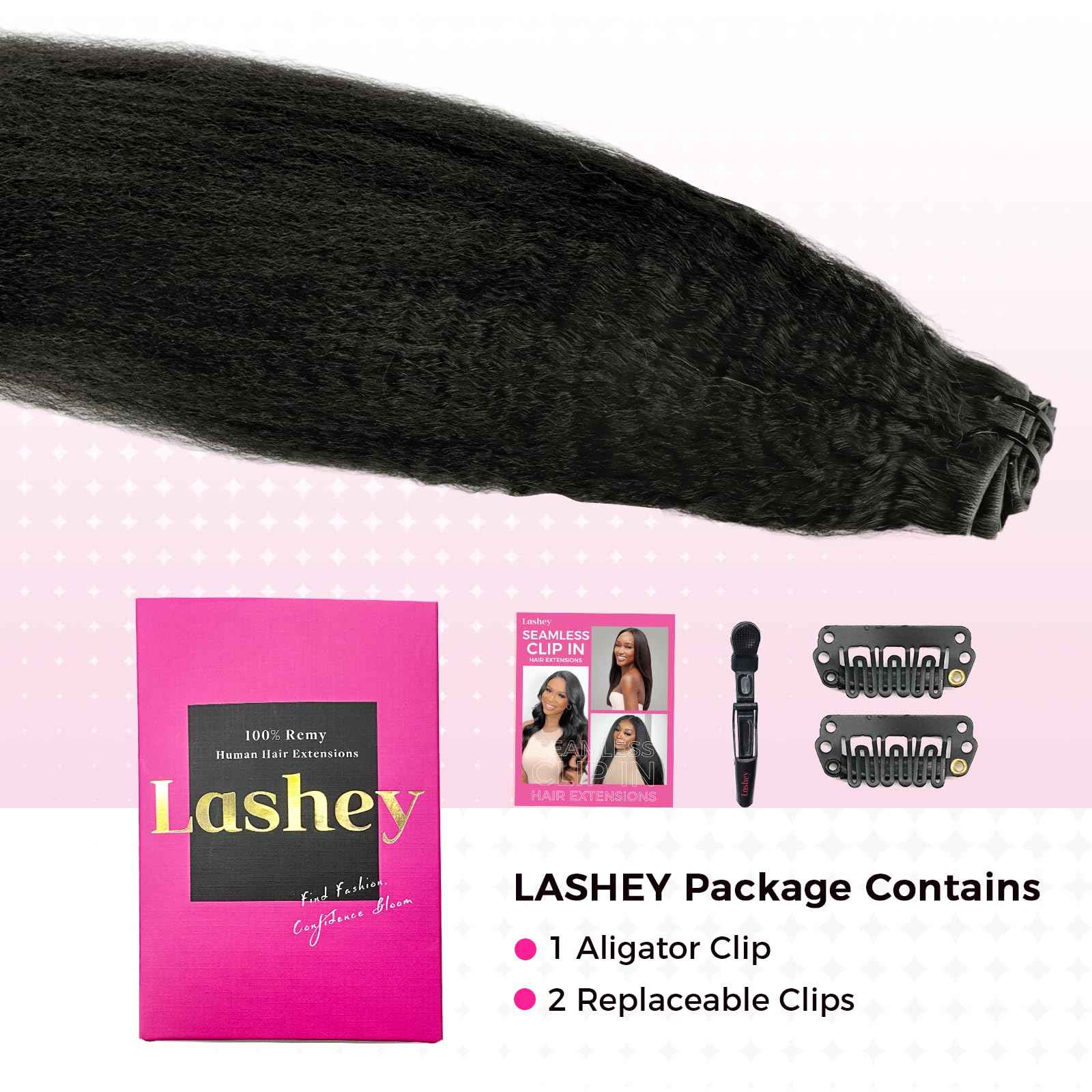 Lashey Invisi Edge Clip in Hair Extensions, 7pcs 110g 16 Inch Natural Black Seamless Clip in Hair Extensions Human Hair Kinky Straight Real Remy Human Hair