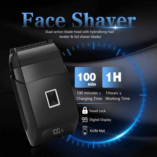 Soonsell Manscape Beard Trimmer for Men,Ball Shaver,Nose Hair Clippers,Electric Razor,Hair Clippers for Men,4 IN1 Men's Grooming Kit,LED Display,Waterproof,Wet/Dry Trimmer