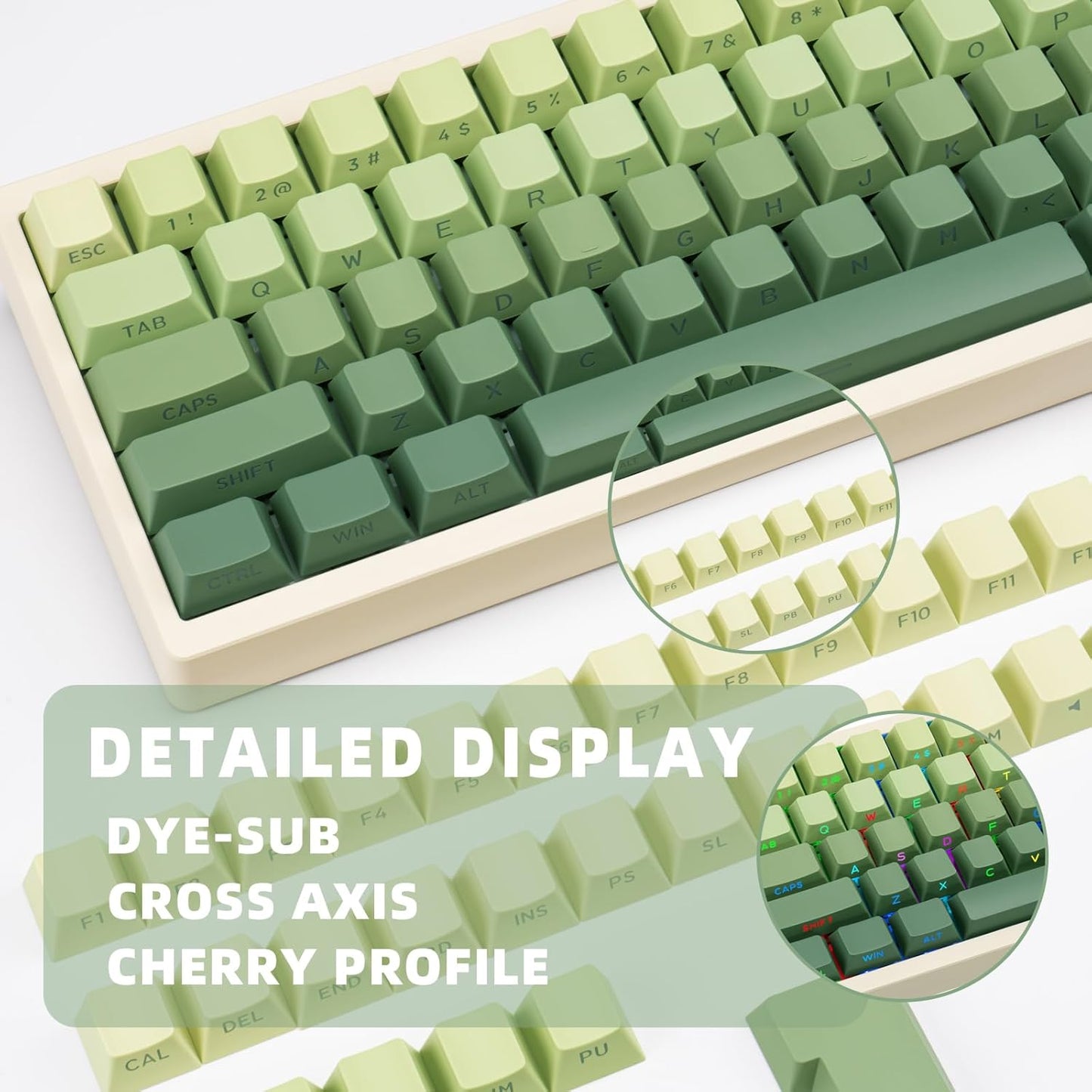 136 Keys Gradient Purple Cherry Profile Keycaps, PBT Double Shot Key caps, Side Print Shine Through Keycap, Backlit Custom Keycaps 60 Percent for ANSI/ISO Layout Cherry Mx Mechanical Keyboard