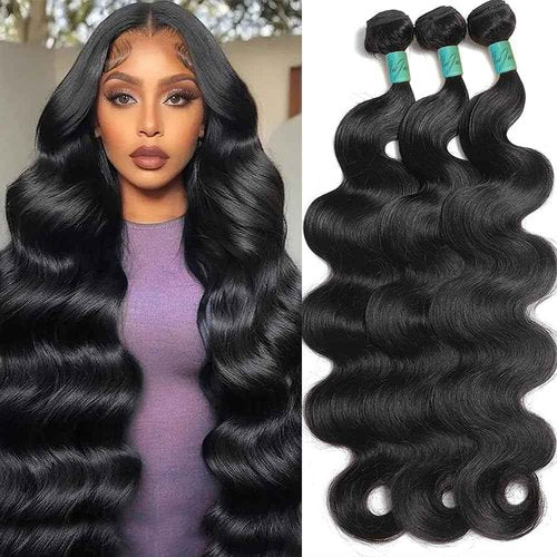 AnJudyReid 12A Brazilian Body Wave Bundles 22 24 26 Inch Human Hair Bundles 100% Unprocessed Virgin Hair Body Wave 3 Bundles Human Hair Weave Deals 1B Natural Black