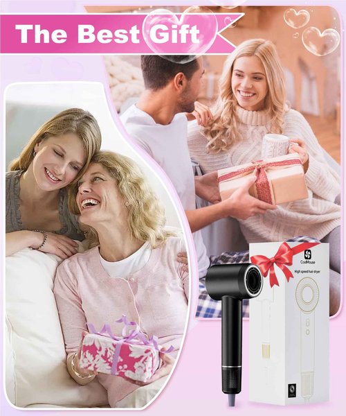 High-Speed Ionic Hair Dryer: 150000 RPM Brushless Motor 500 Millions Negative Ionic Care Blow Dryer for Fast Drying Low Noise Thermo-Control Hairdryer, Travel with Magnetic Diffuser & Nozzle