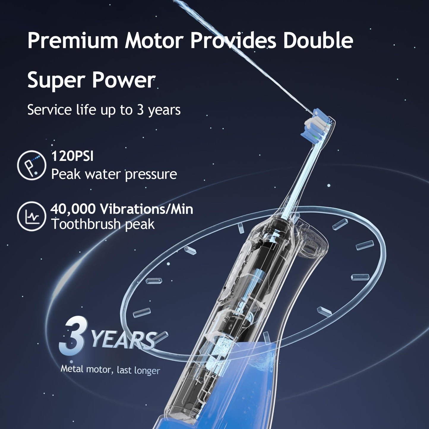 Pinkart Electric Toothbrush with Water Flosser Combo for Adults, 8 Brush Heads, 1 Flosser Tip, 1 Tongue Scraper, 1 Hose, 1 Water Tank – Ideal for Travel and Oral Health(Black and Gray)