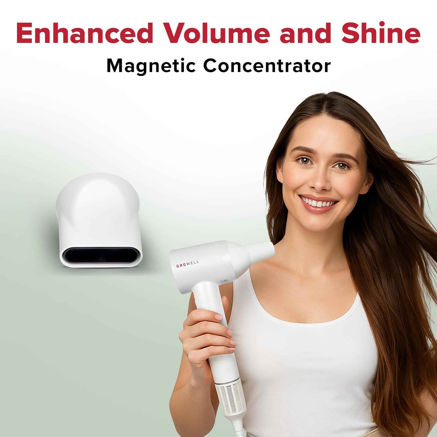 Growell Ionic Hair Dryer with Diffuser for Curly Hair, Wavy Professional High-Speed Brushless Blow Dryer for Fast Dry, Low Noise, Lightweight, Compact Hair-Dryer Travel