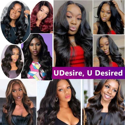 UDesire Human Hair Bundles with Closure 18 20 22+16 Inch Bundles with Closure 100% Brazilian Virgin Body Wave 3 Bundles Human Hair with 4x4 Lace Closure Natural Black