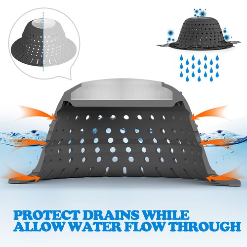zaa Bathtub Drain Hair Catcher, Premium Silicone Collapsible 2 Pack Drain Protector for Pop-Up & Regular Drains of Shower, Bathtub, Tub, Bathroom, Sink, Black Black