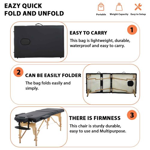 FDW Massage Bed Portable Massage Table 24 inch Wide Lash Bed 3 Folding Height Adjustable Spa Tables Foldable with Non-Woven Bag for Spa Footmassage Facial CareSpa Tattoo