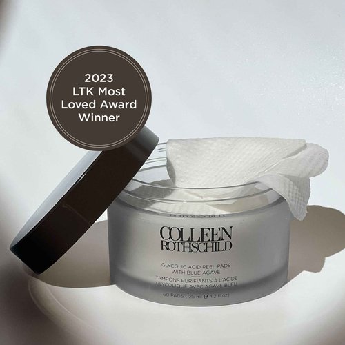 COLLEEN ROTHSCHILD Glycolic Acid Peel Pads with Blue Agave | Gentle Spa-Strength Treatment | Resurface, Brighten, Smooth & Exfoliate Skin | 60 Pads (4.2 fl oz)