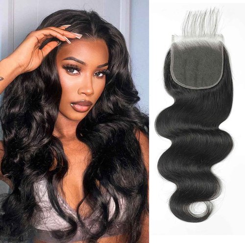 5x5 HD Lace Closure Human Hair Body Wave No Bleached Knots Invisible Pre Plucked Brazilian Virgin Human Hair Frontal Natural Black 18 Inch