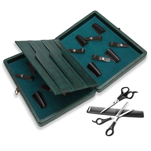Brrnoo Classic Hair Scissor Storage Box, Large Capacity PU Leather, Hairdressing Scissor Storage Box, Shears Case