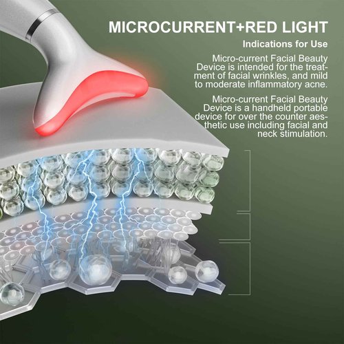 Red Light Therapy for Face, LED Face Massager Tool with Vibraion, Porable Facial Massager for Skin Care at Home, Wrinkle Reducer Face Sculpting Tool，Micro-current Facial Beauty Device(Model AM-810W)