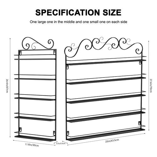 LASIEYO 5 Tier Nail Polish Racks, Nail Polish Racks for The Wall, Nail Polish Wall Rack Nail Polish Bottles | Essential Oil Storage Display Nail Polish Rack (170-200 Bottles - Black)