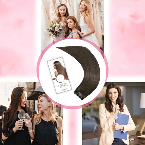 Aison Medium Brown Clip in Human Hair Extensions 115G 100% Real Human Hair Clip in Extensions Soft Silky Straight 7pcs 16clips One Pack(22 Inch #4)