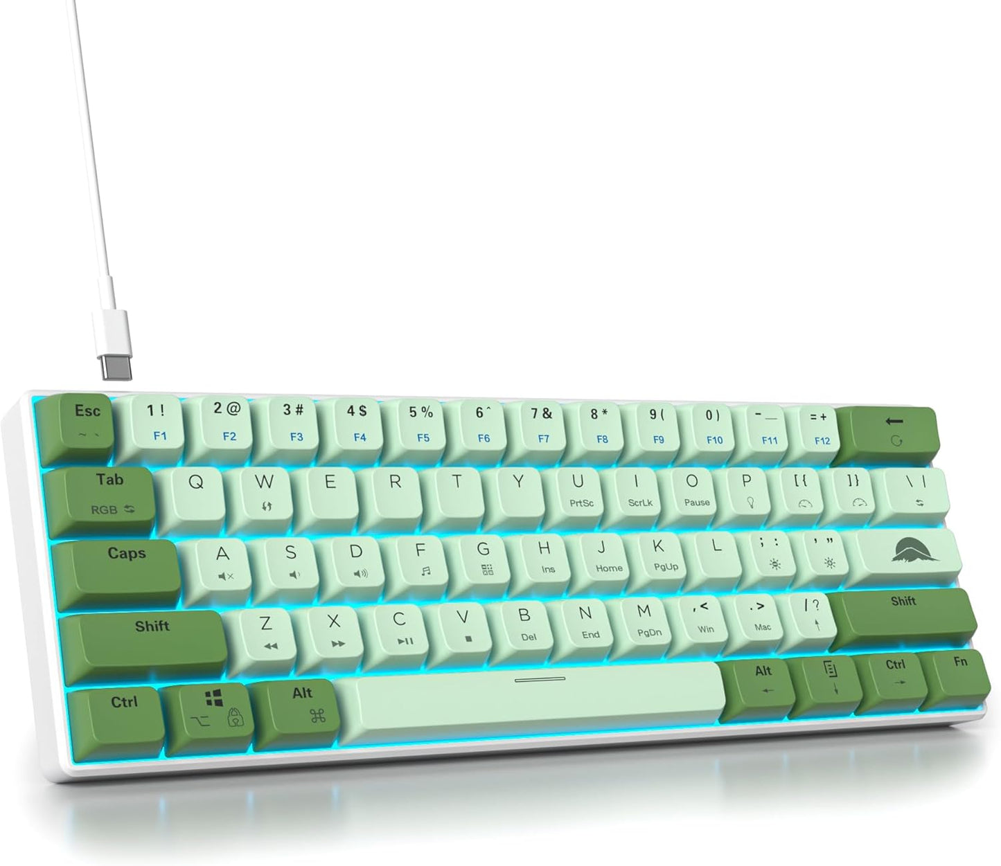 60 Percent Gaming Keyboard Portable 61 Keys Mechanical Keyboard Compact Wired Keyboard RGB Backlit for PC Laptop Gamer(61 Blue/Blue Switch)