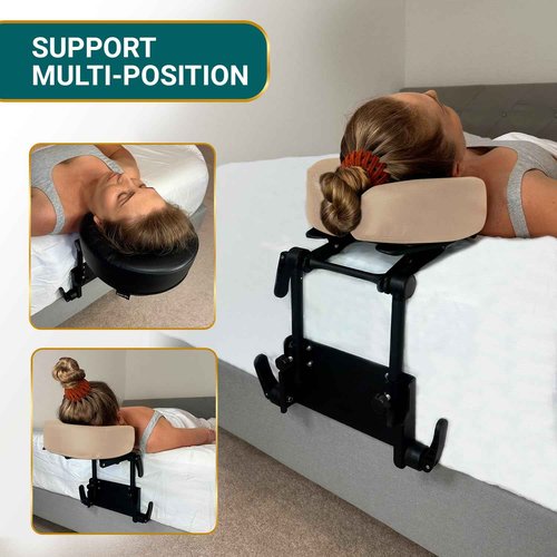 EASY SPA Home Mattress Top Massage Kit Adjustable Headrest with PU Face Down Pillow, Face Cradle for Massage Table, Massage Equipment (Beige)