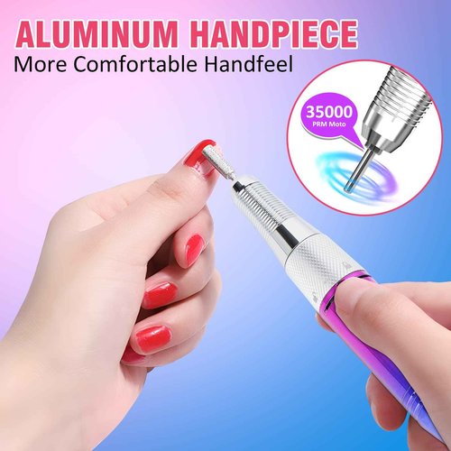 Ecagewill Portable 35000RPM Nail Drill Machine Gradient Color Electric Nail File with TFT Display Rechargeable Efile Professional Nail Drills for Gel Nails for Manicure Pedicure