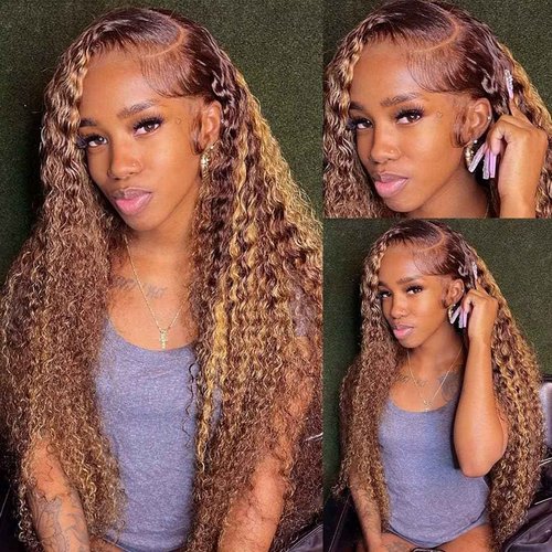 Condescension Human Hair Wig HD Highlight P4/30 Jerry Curly Lace Front Wigs Human Hair 200% Density Real 5X5 Lace Front Wigs Pre Plucked for Black Women