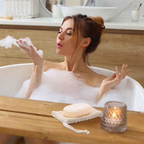 Rtteri 240 Pcs Soap Exfoliating Bag, Natural Sisal Soap Pouch Saver Body Shower Bar Mesh Body Net with Drawstring for Foaming and Drying