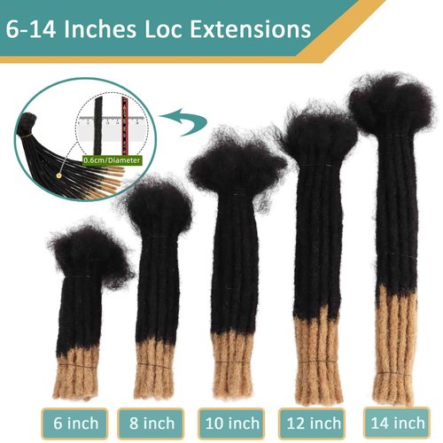 Viovian 10 Inch Human Hair Loc Extensions 60 Strands 0.6cm Ombre Dreadlock Extensions for Men Dread Extensions Human Hair Can be Dyed and Curled Color 1b/27