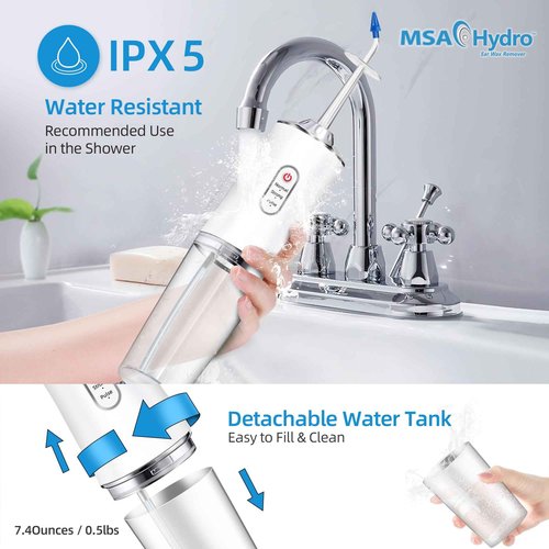 MSA Hydro Ear Wax Remover Kit, Safe, Quick and Effective Ear Cleaning, Gentle Ear Irrigation and Flushing, Adults and Children, Adjustable Water Pressure (Hydro Kit)