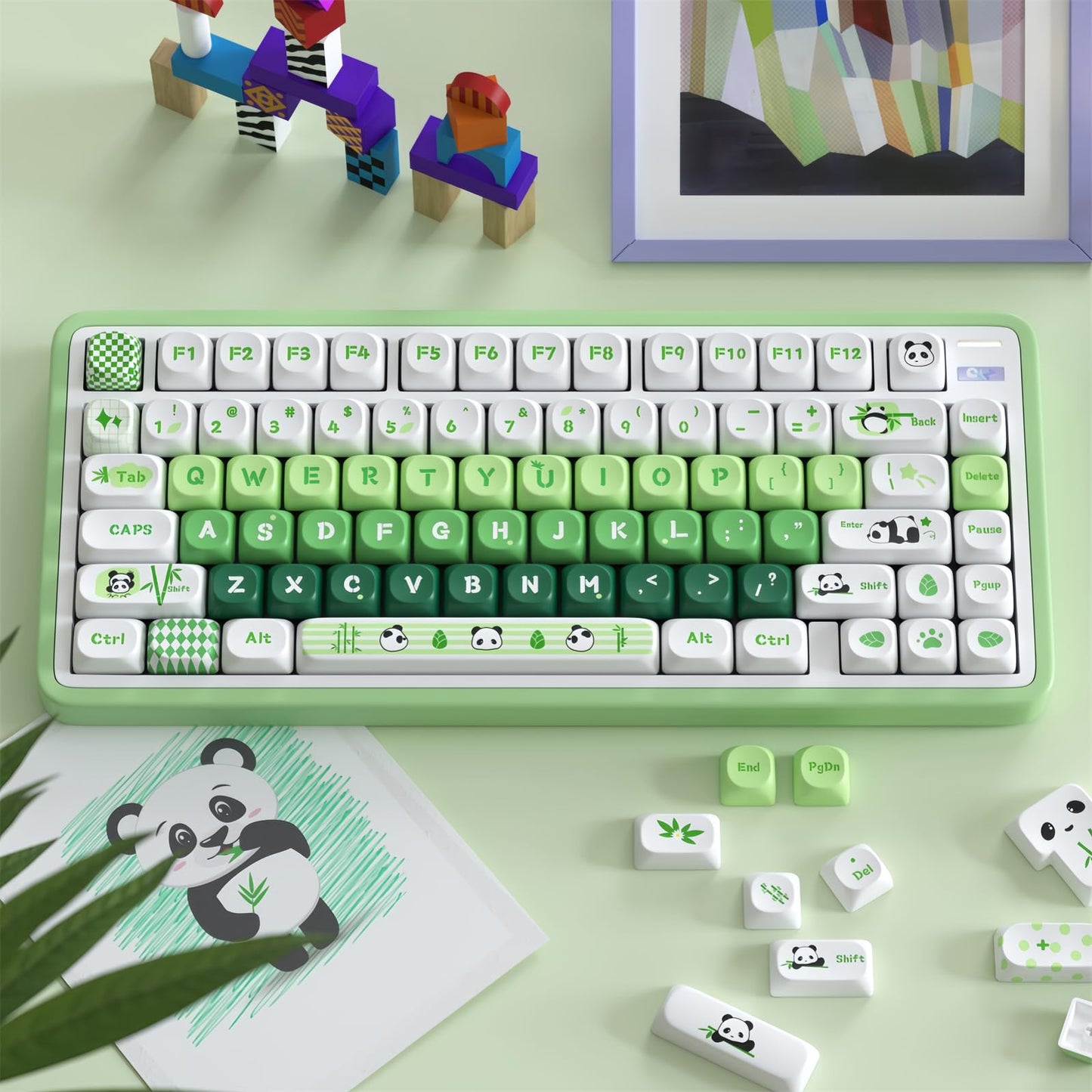 ZMX Cute PBT Keycaps,Kawaii Dye-Sub Custom Keycaps SOA Profile 136 Keys Full Size Keycap Set for 60% 65% TKL Cherry MX Switch ANSI Layout Mechanical Gaming Keyboard Creamy Keycaps (03)