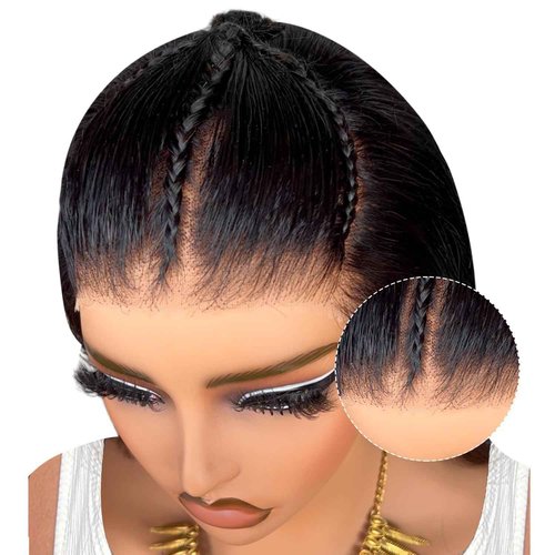 AMIRTY 250% Density Wear and Go Glueless Wigs Human Hair Pre Plucked Pre Cut Braided Wig Human Hair for Women 9X6 HD Lace Front Wig 12A Straight Lace Front Wig Human Hair With Natural Hairline 22Inch