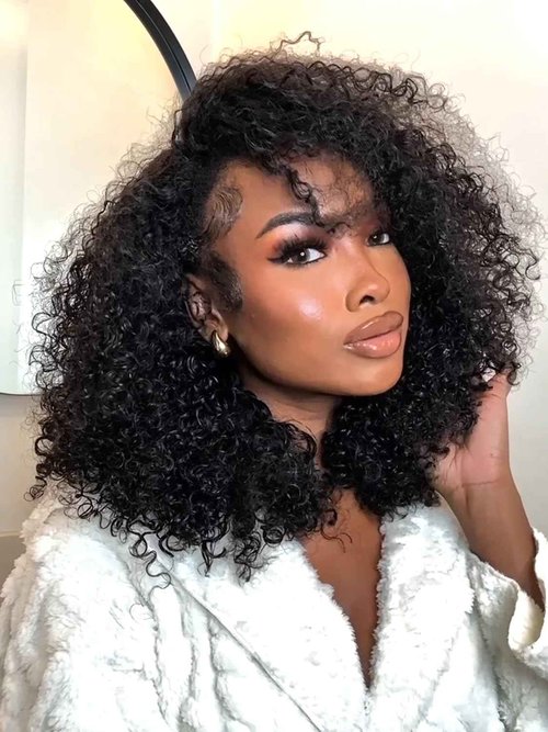 Ashart Kinky Curly Half Wig Human Hair 3-in-1 Flip Over, Headband & Drawstring Half Wigs for Black Women, 18 Inch, Seamless Glueless Wear & Go, Beginner Friendly, 180% Density Natural Curly Volume