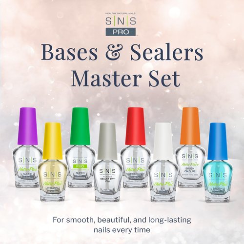 SNS Base Coat Nail Polish for Nail Dip Powder, Bases & Sealers Set - Long-Lasting & Fast-Drying Nail Strengtheners Gel Base for Colors - Low-Odor Dipping Powder Polish, No UV Lamp Required