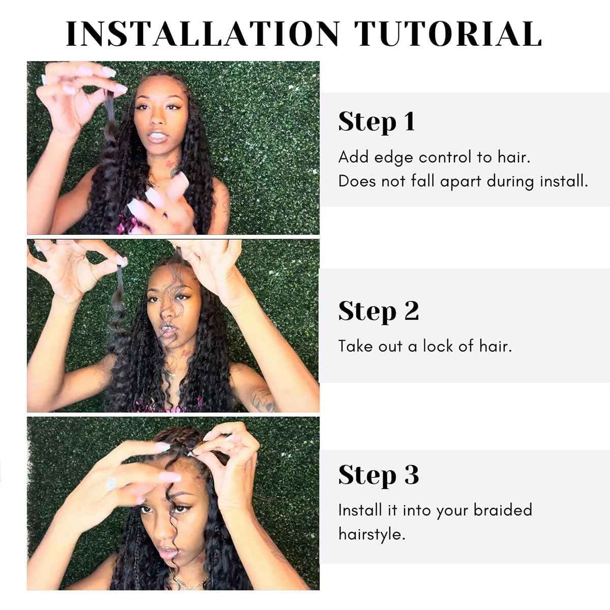 Human Braiding Hair 3 Bundles/Pack 150g Water Wave Bulk Hair No Weft 10A Brazilian Virgin Braiding for Boho Braids Wet and Wavy Braids Extensions (18 18 18inch)