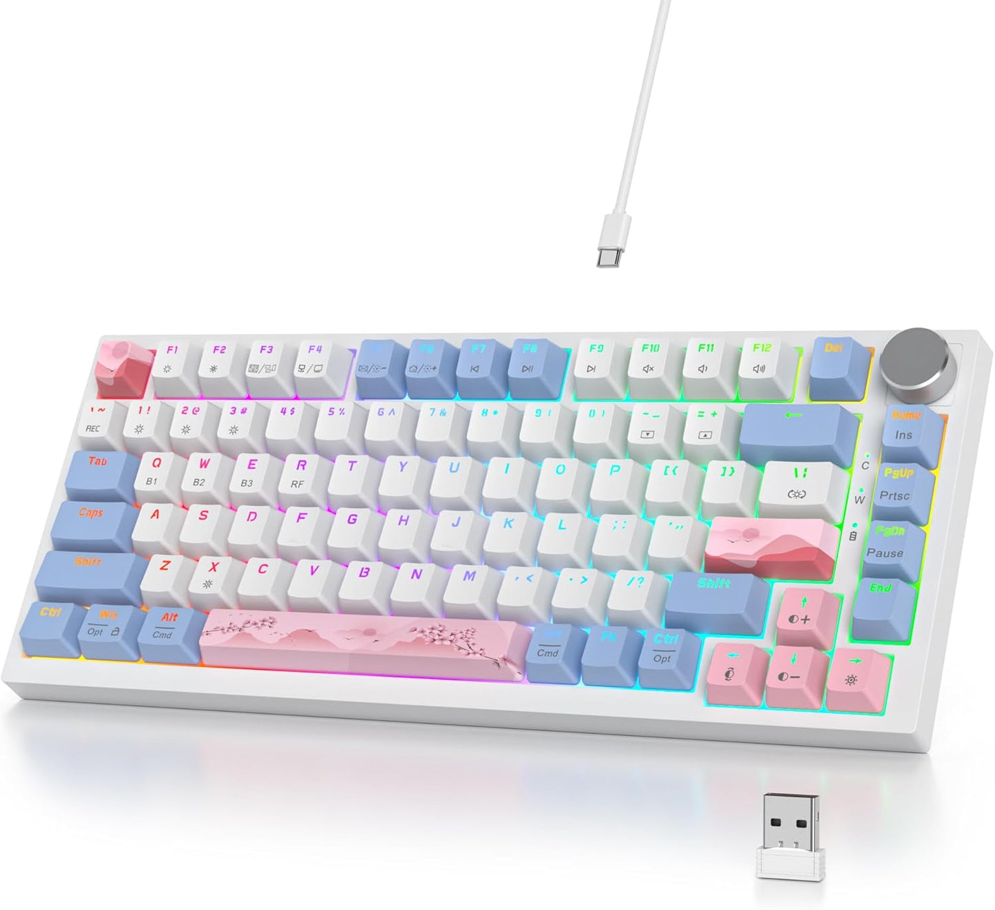 400PRO 75% Wireless Creamy Mechanical Keyboard Black, Gasket Hot Swappable RGB Gaming Keyboard, Bluetooth/2.4GHz/USB-C Thocky Keyboard with Pre-lubed Cream Grey Switches (82 Black)