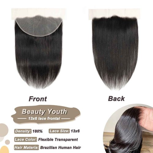 13x6 Lcae Frontal Human Hair Pre Plucked Transparent with Baby Hair Free Part 100% Virgin Human Hair 150% Density Ture Size(13x6 Frontal, 20 Inch)