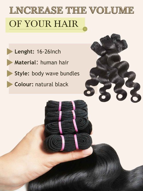 Human Hair Bundles Hair Extensions Body Wave Bundles Human Hair 14 16 18 20 Inch 100% Unprocessed Brazilian Virgin Hair Quick Weave Bundles Human Hair Natural Black