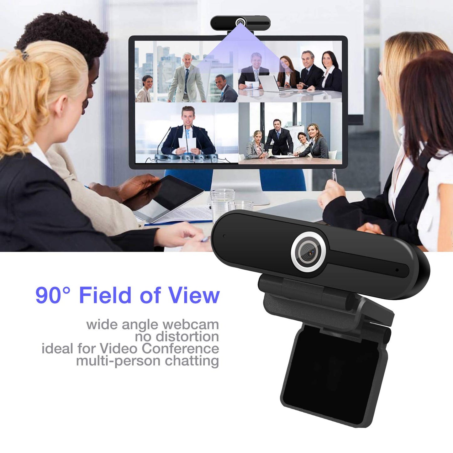 Akyta Computer Camera with Microphone, 1080P HD Laptop USB Webcam with Privacy Shutter and Tripod,90 Degree Wide Angle PC Web Camera for Zoom Meeting, YouTube Streaming