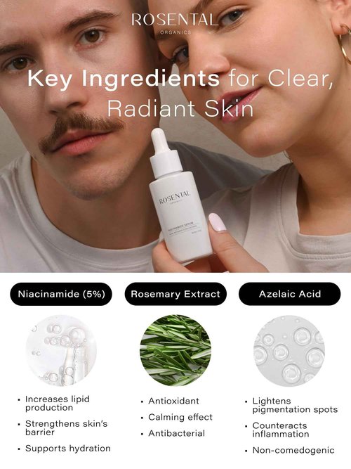 Rosental Organics Niacinamide Serum + Pore-Refining Treatment - 5% niacinamide to lighten pigmentation spots and acne scars