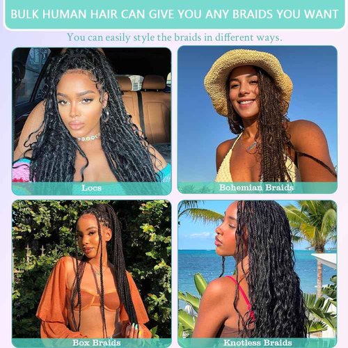 Ombre Braiding Hair Human Braiding Hair for Boho Braids Human Hair 20 Inch 6 Bundles/Pack 150g Deep Wave Bulk Human Hair for Braiding Curly Knotless 12A Brazilian Virgin Ombre Balayage 4/27