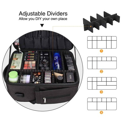 Relavel Professional Makeup Bag Backpack and Cosmetic Bag, Durable Waterproof Material with Shoulder Straps and Adjustable Dividers, Artist Organizer