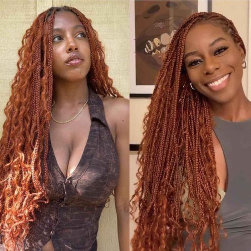 Habiliana Deep Wave Human Braiding Hair 2 Bundles Total 100g 16 Inch Ginger Orange 350 Bulk Bundles Braiding Brazilian Virgin Curly Human Hair Extensions for Boho Braids