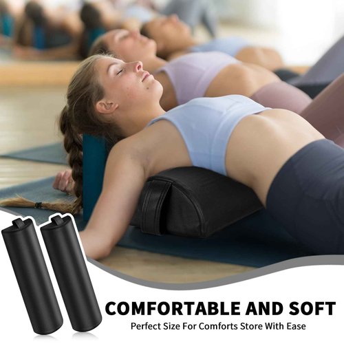 Ripeng 4 Pcs Half Round Massage Table Bolster Pillow Pad Semi-Round Massage Pillow Cushion with Strap Handle Black Durable Professional Bolster Support Pad for Leg, Knee, Neck, Back, Spa
