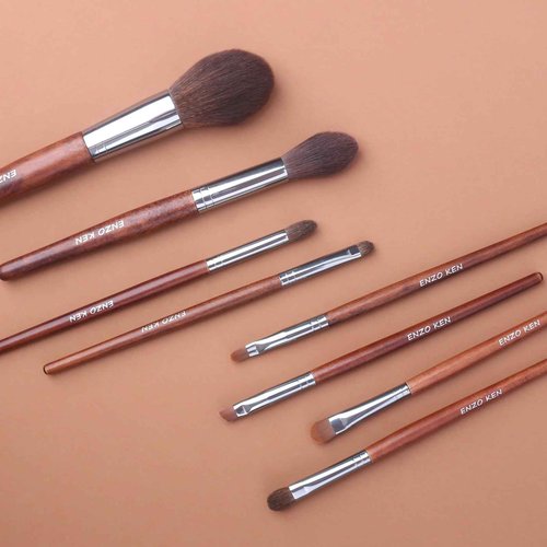 ENZO KEN Walnut Makeup Brushes Set Professional, Natural Pony Hair Makeup Brush Set with Case, Cosmetic Brushes Makeup Set, Natural Bristle Makeup Brushes, Natural Hair Make up Brush Set Professional.