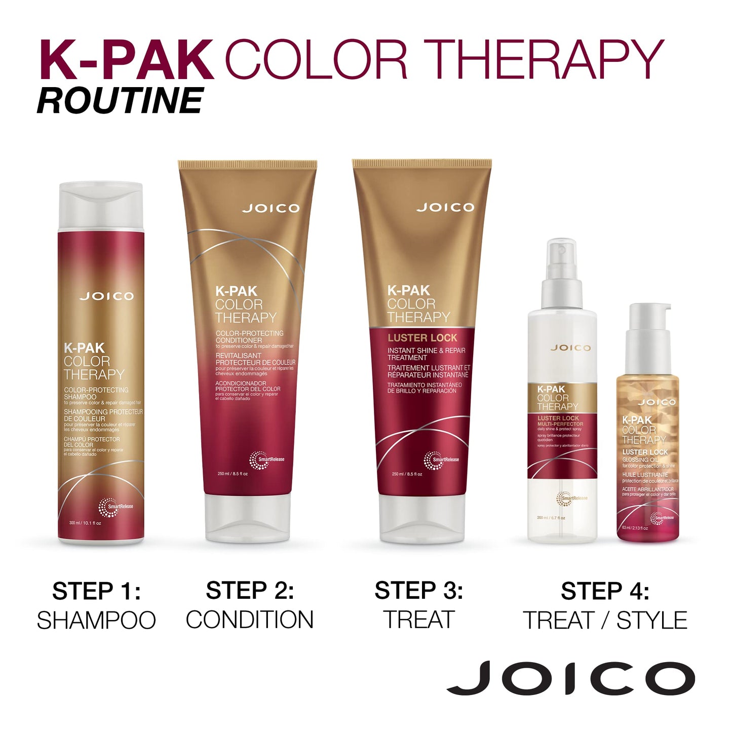 K-PAK Color Therapy Luster Lock Instant Shine & Repair Treatment | For Color-Treated Hair | Boost Color Vibrancy | Repair Breakage | With Keratin & Argan Oil | 8.5 Fl Oz (Pack of 2)