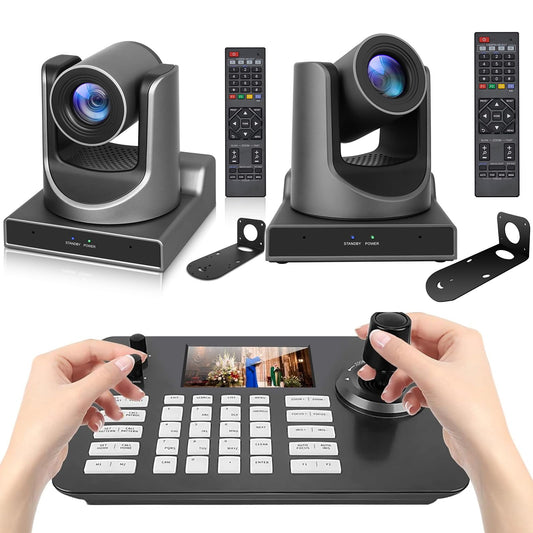 ADKIDO PTZ Camera Bundle with HDMI/SDI/USB/IP Streaming Auto Tracking Camera (1 x 20x ptz Camera, 1 x 30x ptz Camera) with PTZ Controller
