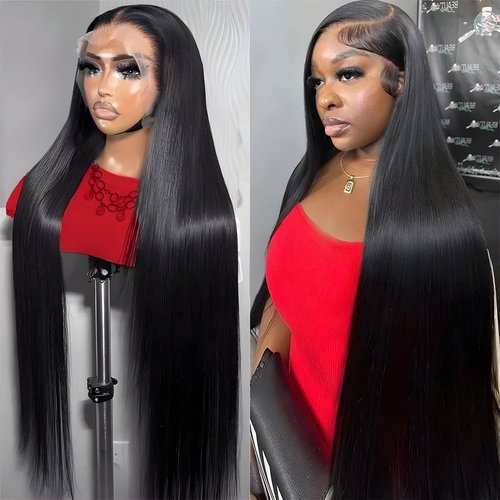 Minqisheng 18 Inch Straight Lace Front Wigs Human Hair 210% Density Frontal Wigs Human Hair Wigs for Women 13x6 HD Lace Front Wigs Human Hair Pre Plucked with Baby