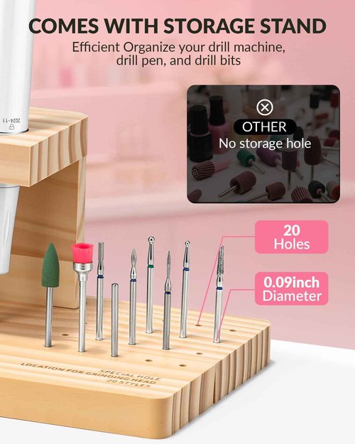 BAOSHISHAN Professional Nail Drill Machine, 45000RPM Rechargeable Cordless Nail Drill with Holder &11 Drill Bits for Acrylic Nails Remove Nail Gel Polish Manicure for Salon Home