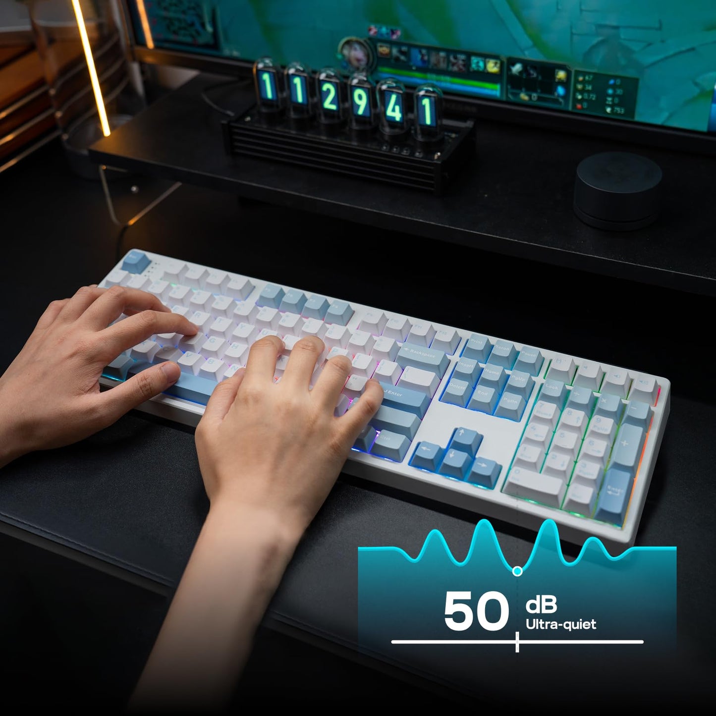 EPOMAKER TH108 Full Size Mechanical Keyboard+Glintrix PBT Shine Through Keycaps