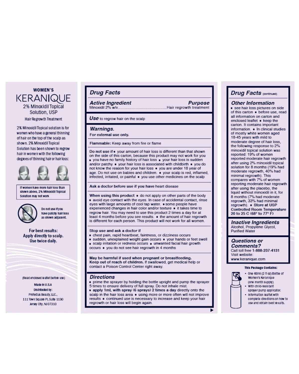 Keranique Hair Growth Products Set - 2% Minoxidil Keranique Hair Regrowth Treatment for Women - Deep Hydrating Shampoo and Conditioner - Hair Thickening & Volumizing Spray - Hair Loss Treatment System