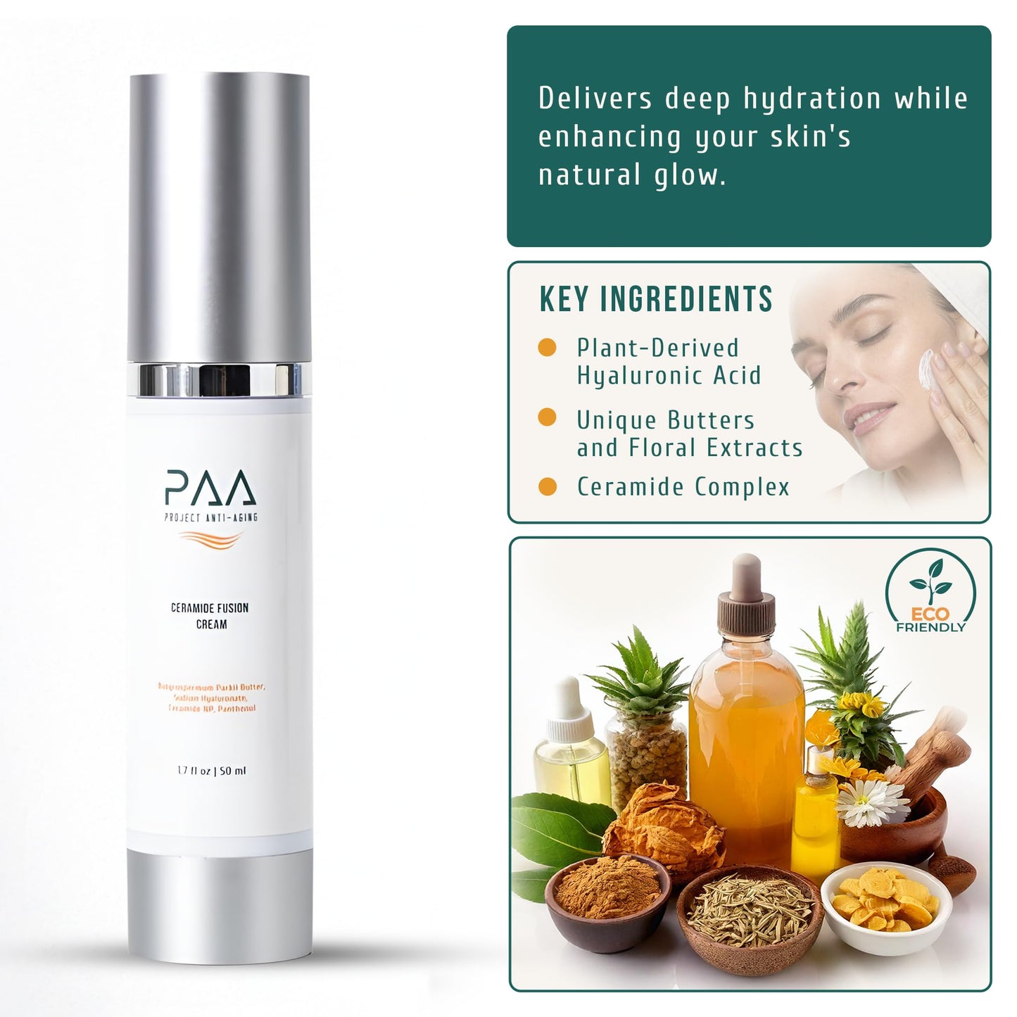 Project Anti-Aging Ceramide Moisturizer for Face – Barrier Repair Cream for Compromised, Dry, Sensitive Skin – Deep Hydration & Lipid Support – Hidratante Facial con Ceramidas