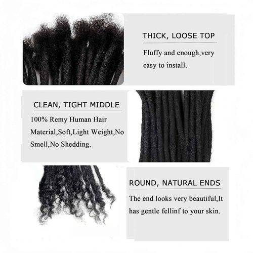 100% Real Human Hair 0.2cm Width 8 Inch Loc extensions Human Hair with Curly Ends 50 Strands per pack Full Handmade Dreadlock Extensions Can be dyed and bleached for Men Women Kids (8 Inch-50)