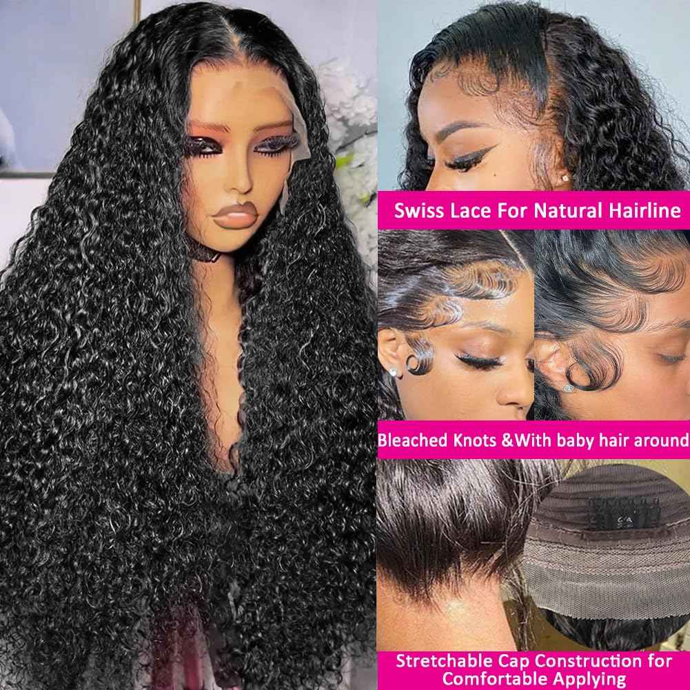 Meet Naive 30 Inch Curly Lace Front Wigs Human Hair 200 Density 13x6 HD Lace Frontal Wigs for Women Deep Curly Glueless Wigs Human Hair Pre Plucked with Baby Hair