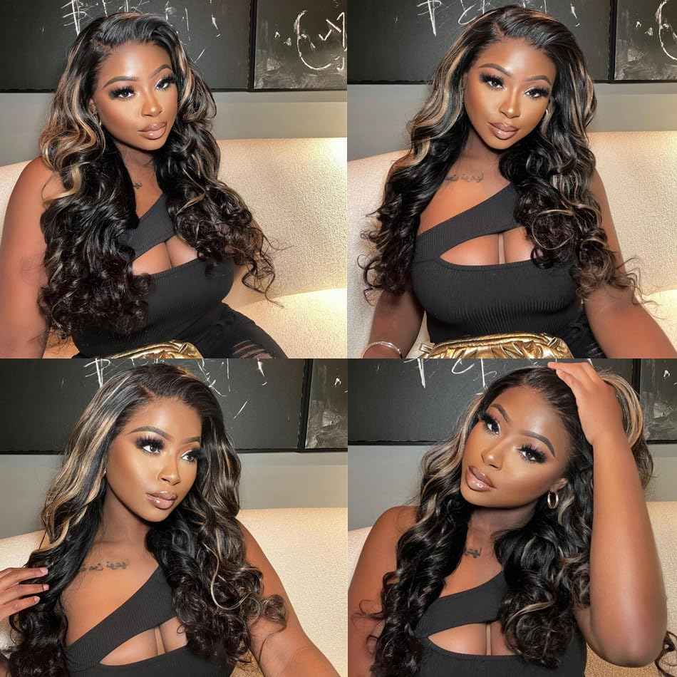 26 28 30 Inch Brown Human Hair Bundles Highlight Body Wave Bundles Ombre Human Hair Bundles 8A Brazilian Unprocessed Virgin Hair 3 Bundles P1B/30 Body Wave Human Hair Bundles